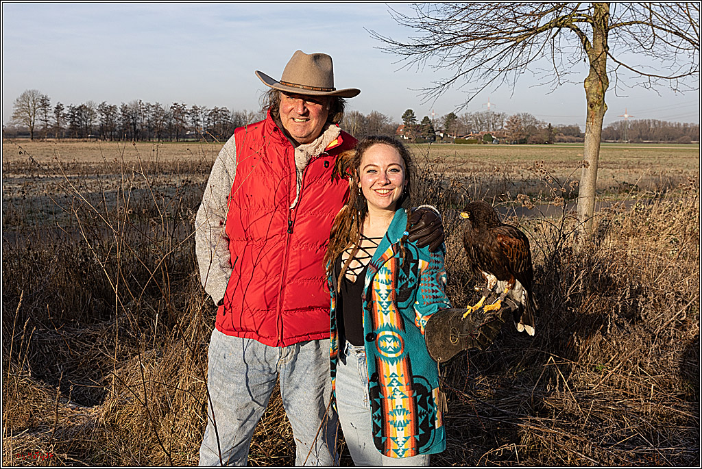 Cheyenne-Halbblut Hunting Wolf in der Falknerei Pierre Schmidt; Gymnich, 09.02.2023